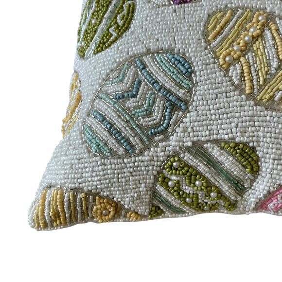 Colorful Easter Eggs Beaded Accent Pillow 12x16 Cottontail Lane Decor NEW - Picture 6 of 13